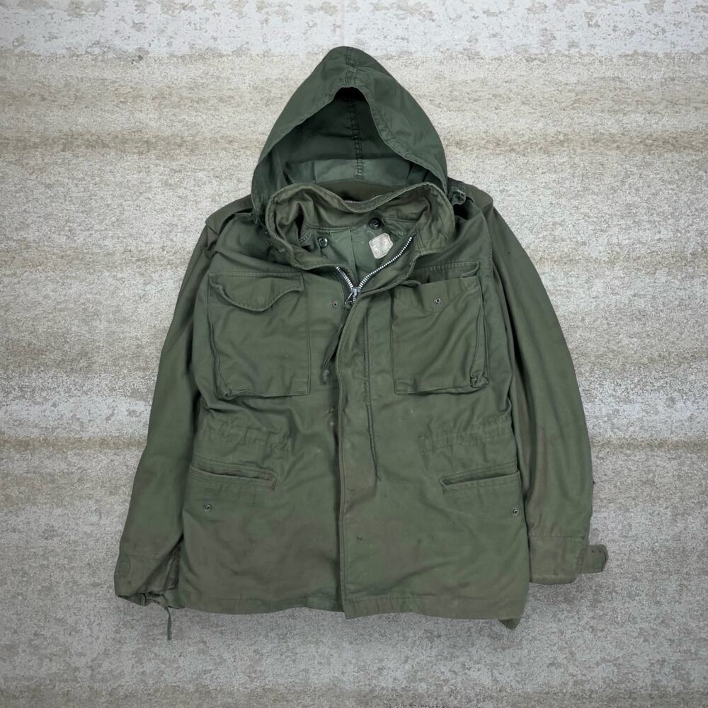 Vintage 90s Military Cold Weather Field Coat Mens S Olive Green Regular